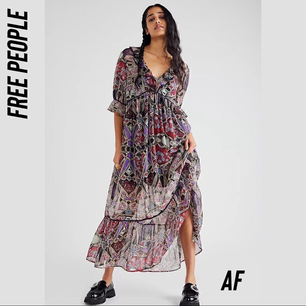 FREE PEOPLE CARMELLA MAXI DRESS NWT SMALL BLACK COMBO